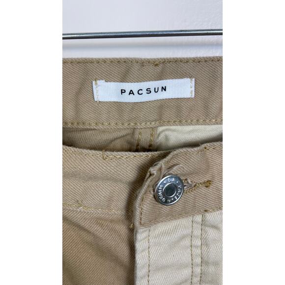 PacSun Tan Brown and Cream Beige Color Block Dad Jeans with Button Fly Size 27 - Picture 3 of 5